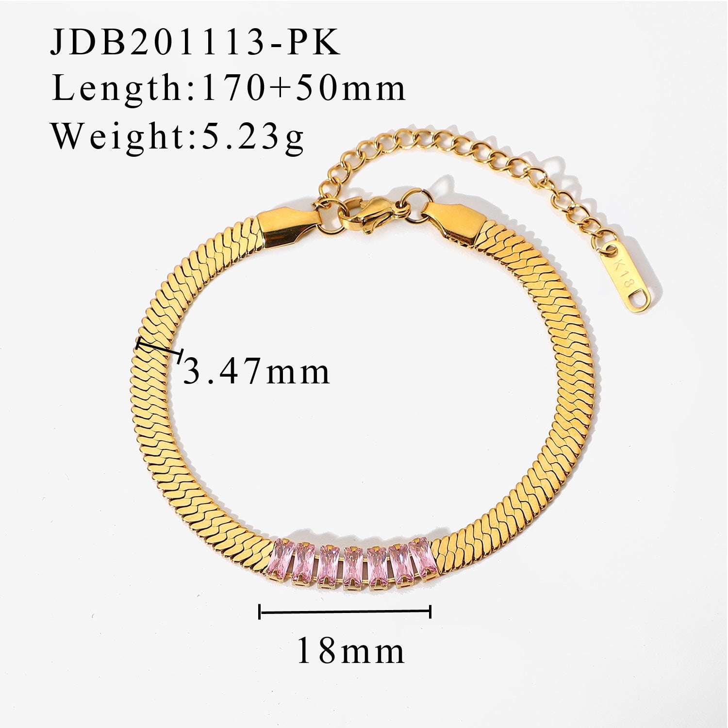 Metal bracelet jewelry rectangular zircon blade bracelet