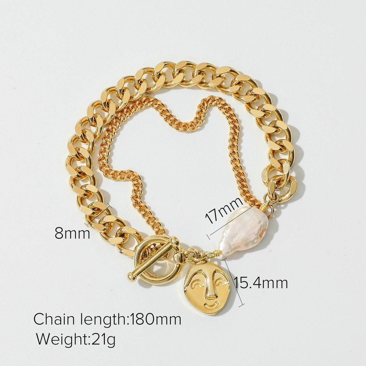 Multi layer chain face pendant bracelet jewelry gift pearl bracelet