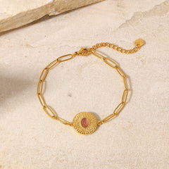 Medallique with oval stone cross bracelet bracelet