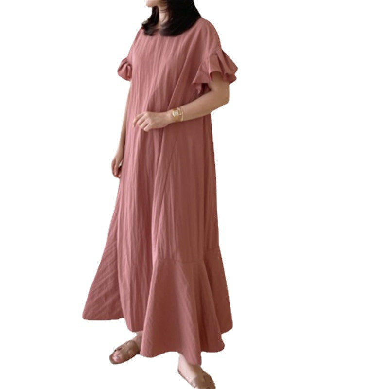 Lotus-edged Knee-length Dress