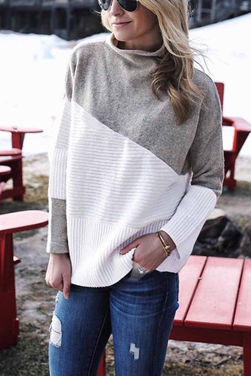 Loose Round Contrast Sweater(2 Colors)