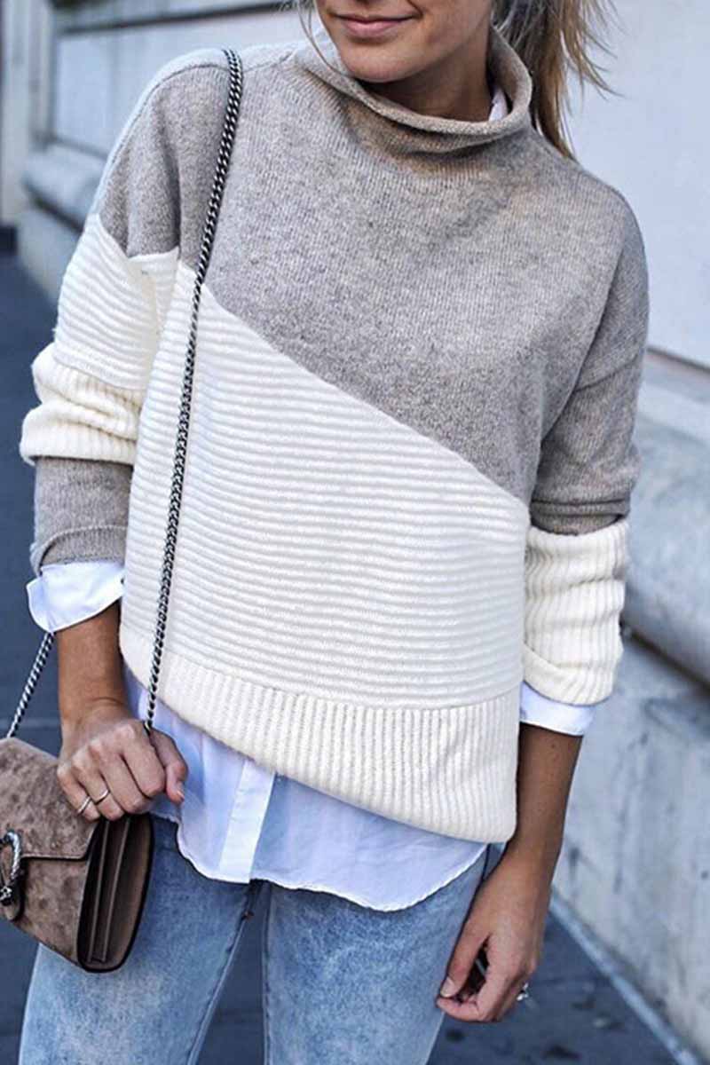 Loose Round Contrast Sweater(2 Colors)
