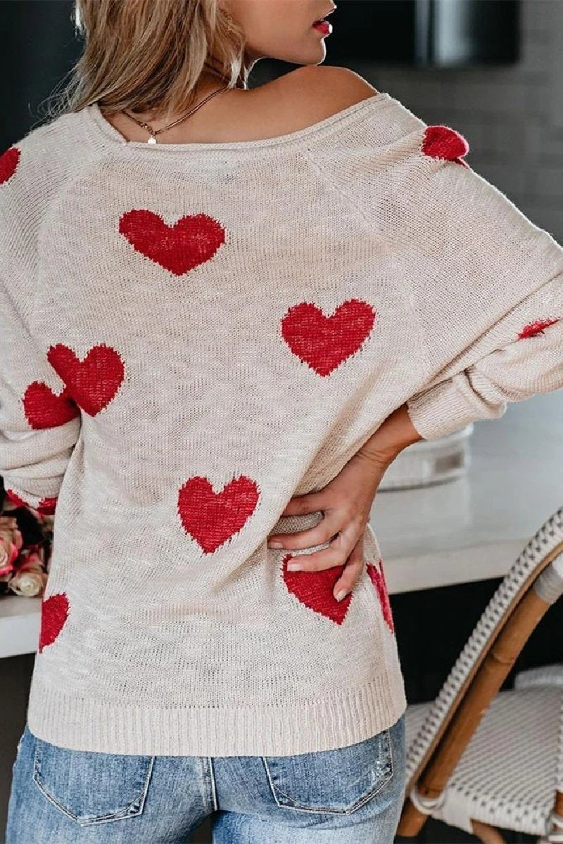 Loose V-Neck Love Knitted Sweater