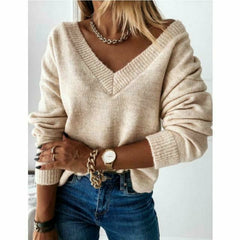 Elegant Solid V-Neck Sweater