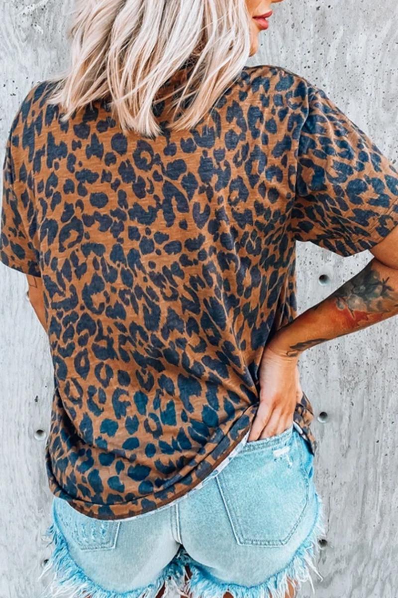 Leopard Print Pink Blondie Brown T-shirt