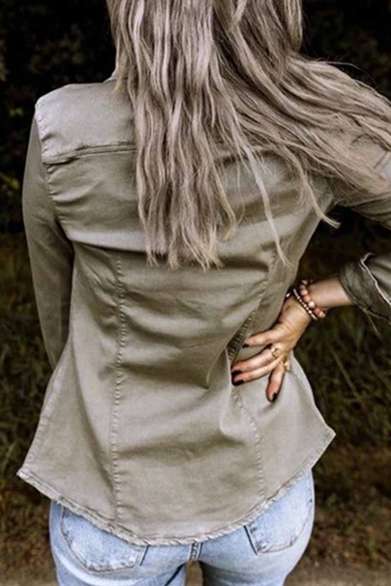 Long Sleeve Solid Color Jacket Tops(4 Colors)