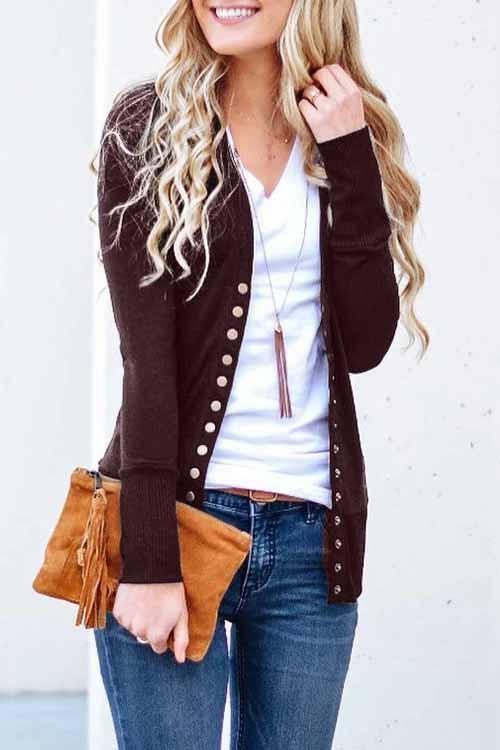 Long Sleeves Buttons Design Cardigan(7 Colors)