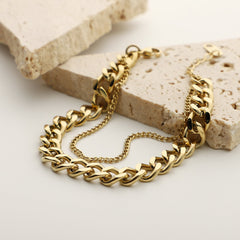 Metal bracelet gold double bracelet chain jewelry