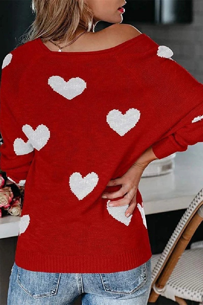 Loose V-Neck Love Knitted Sweater