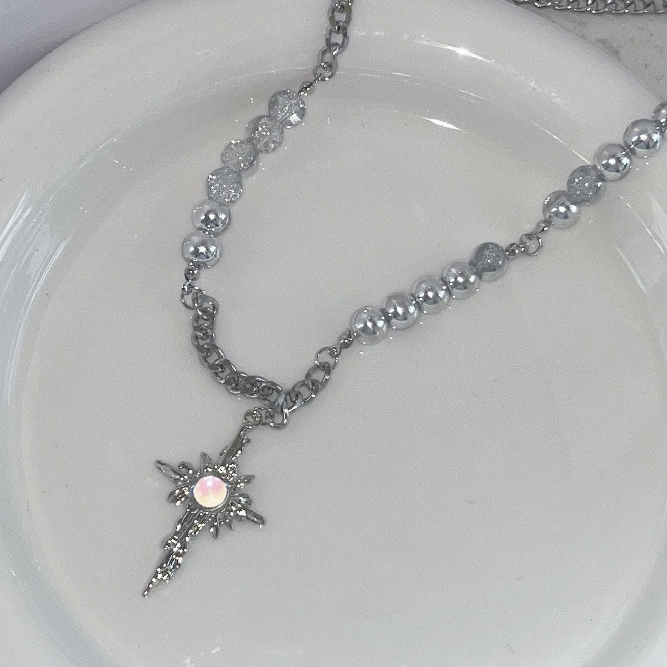 Moonstone Star Cross Necklace