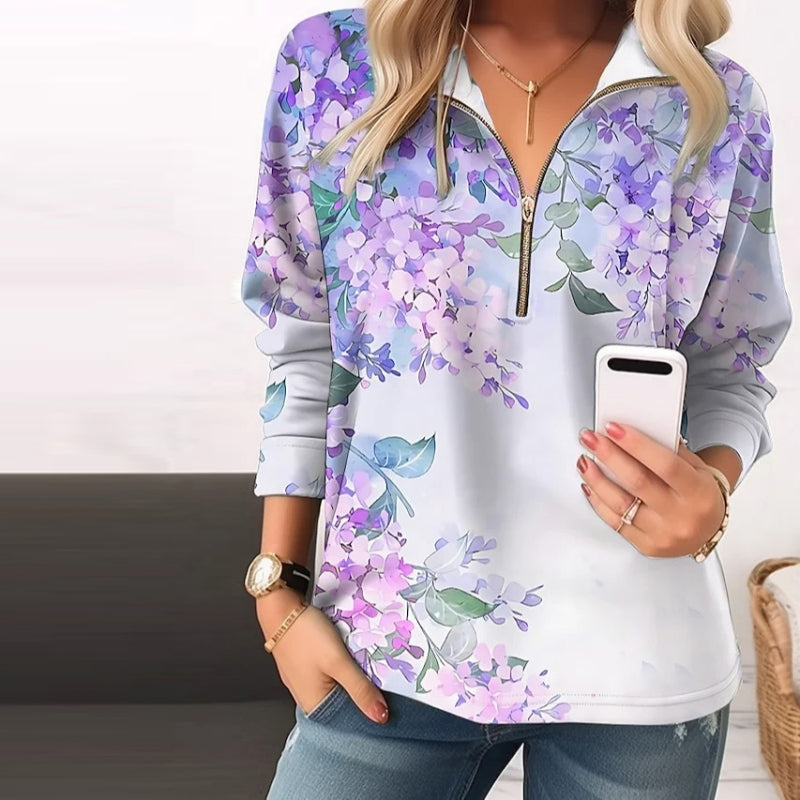 Casual Floral Print Sweatshirt