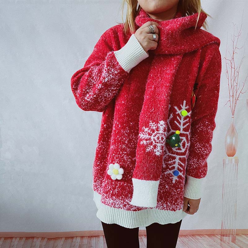 Two Piece Christmas Sweater and Scarf Set