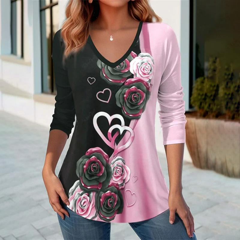 Heart And Floral Print T-shirt