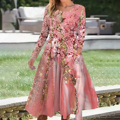 Floral Print Gradient Dress