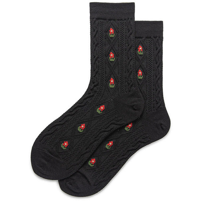 Vintage Floral Knitted Socks