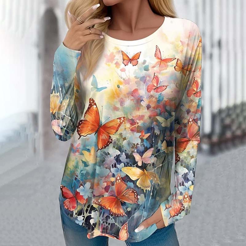 Casual Butterfly Print T-Shirt