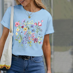 ã€?00% Cotton】Casual Floral Print T-Shirt