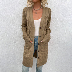 Casual Solid Color Knitted Cardigan