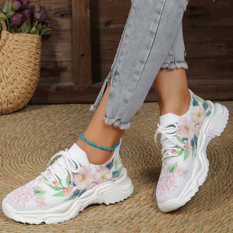 Floral Print Casual Sneakers
