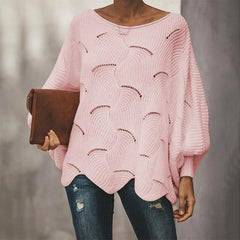 Elegant Hollow Out Solid Sweater