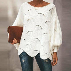 Elegant Hollow Out Solid Sweater