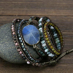 Boho Natural Stone Charm Wrap Bracelet