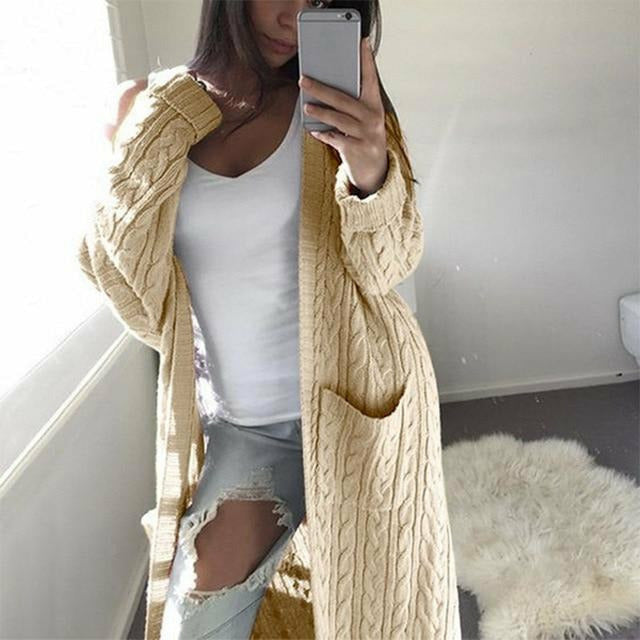 Casual Knitted Long Cardigan